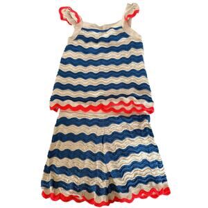 Mini Boden blue stripe knit outfit size 7-8